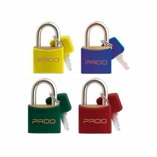 LT - CANDADO LATÓN REVESTIDO EN COLORES HASTE LARGO ACERO